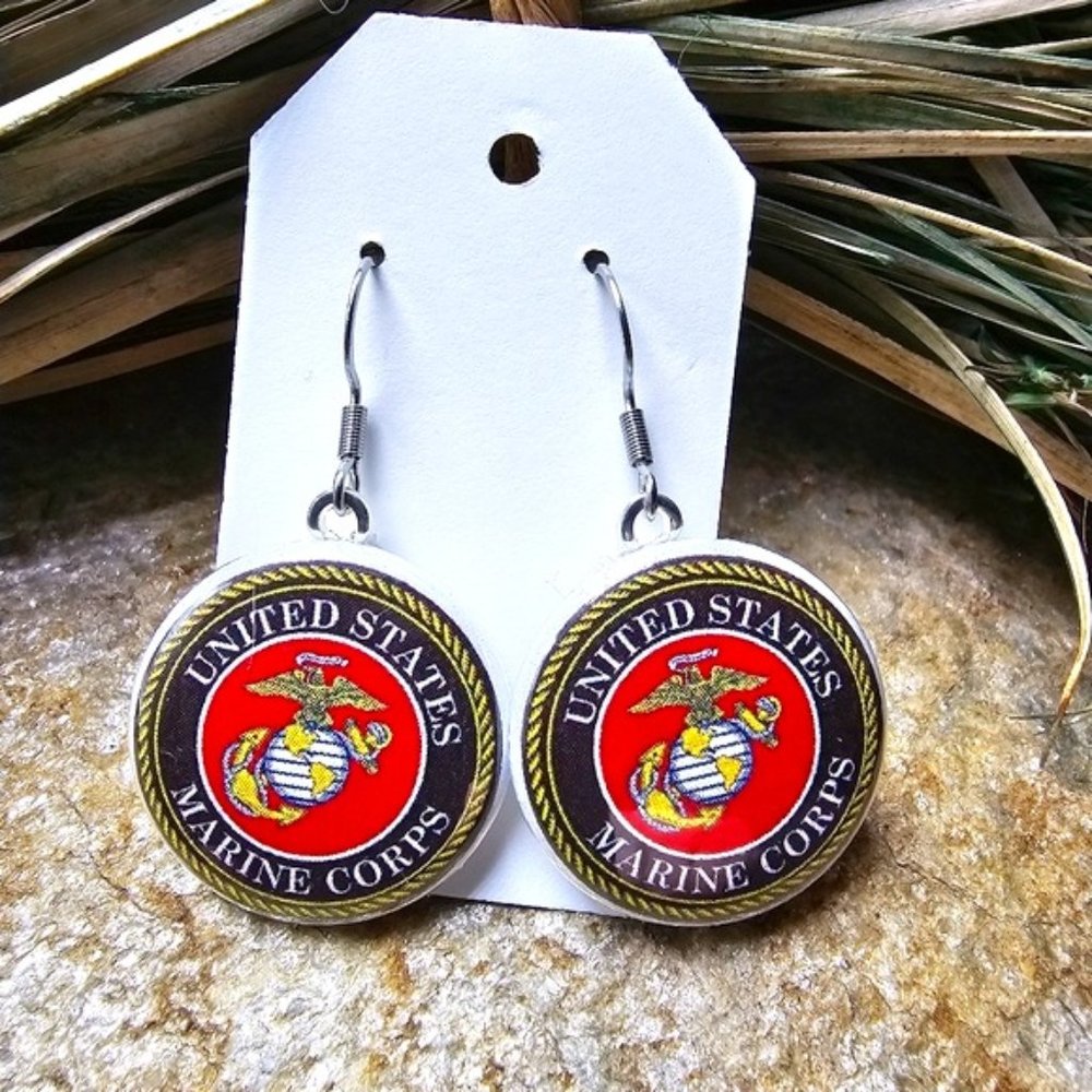 US Marine Corps Earrings United States Marines USMC EGA US Military Souv…